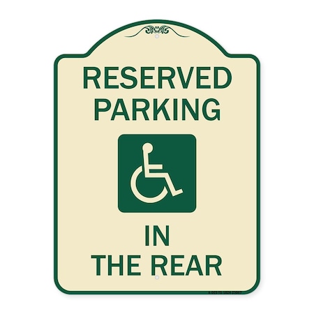 Signmission Reserved Parking in Rear W/ Graphic Heavy-Gauge Aluminum Sign, 24" x 18", TG-1824-23067 A-DES-TG-1824-23067